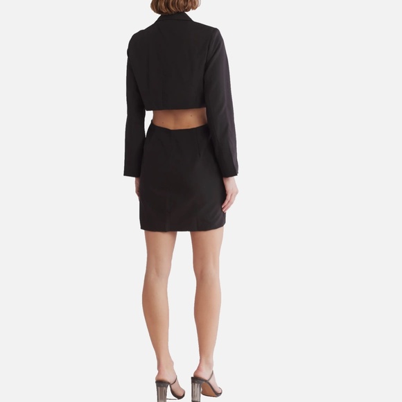 NEW KNOW ONE CARES Black OPEN BACK Blazer TUXEDO Crepe COCKTAIL Mini DRESS M - Picture 8 of 11